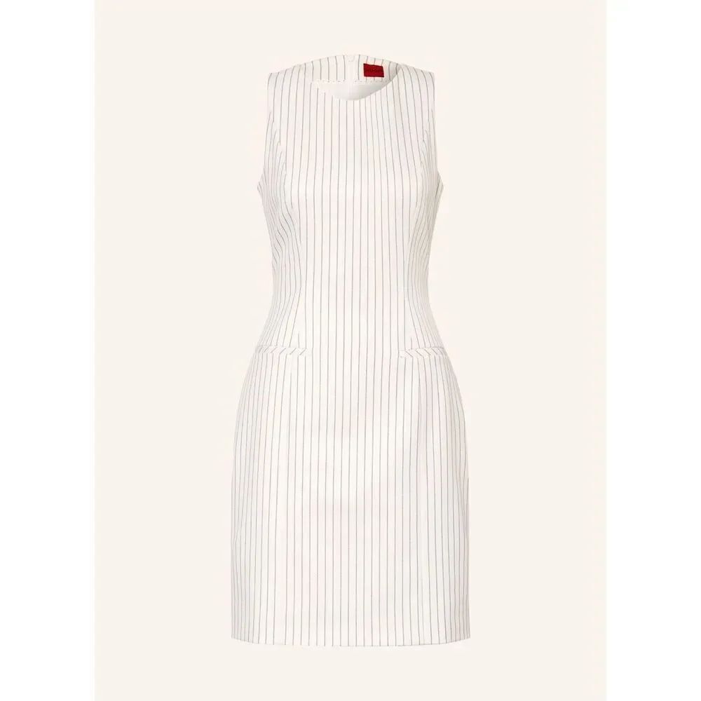 Hugo Boss Kambali Pinstripe Stretch Sleeveless Sheath Dress White/Grey 6